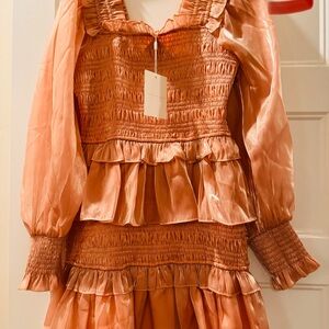 Endless Rose Smocked Ruffle Dress in Coral